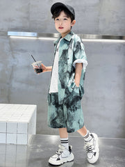 WZH301124-55 طقم ولادي صيفي قطعتين ( قميص + بنطلون)