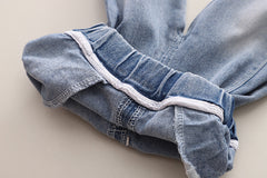 SSN040924-46 طقم جينز بناتي خريفي ربيعي 3 قطع ( بلوزة صوف + بلوزة قطنية + بنطلون جينز )