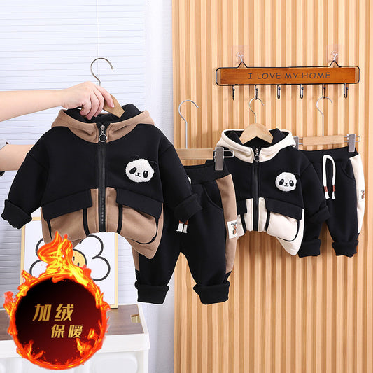 SSX220824-35 ترينج شتوي خريفي تقيل مبطن فرو قطعتين ( جكيت + بنطلون)