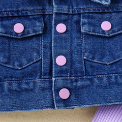 EU120424-50 طقم أفرهول بناتي مع جكيت جينز فخم