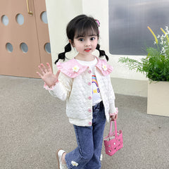 AO0508-64 طقم بناتي 3 قطع ( بلوزة + جكيت + بنطلون جينز )