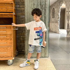 FU14042024-27 طقم ولادي قطعتين ( بلوزة + شورت)