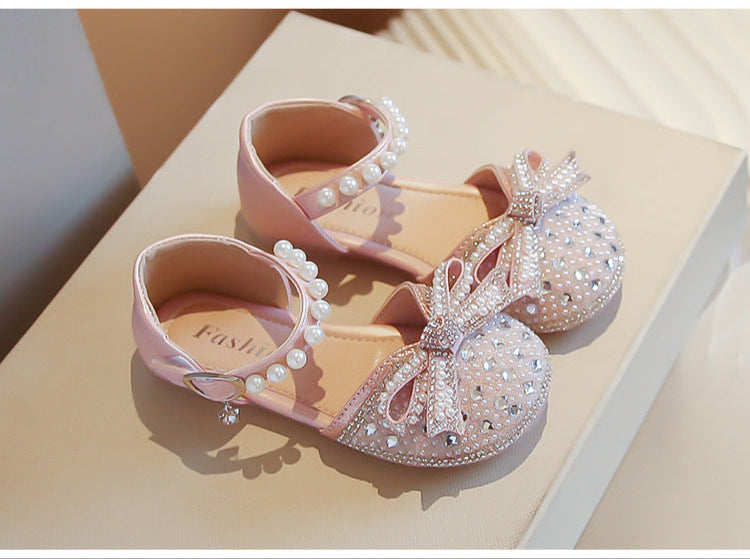 WDY260924-3 صندل بناتي مزين بالدانتيل والستراس واللولو