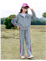 RM090424-7 طقم رياضي قطني بناتي قطعتين ( جكيت + بنطلون)