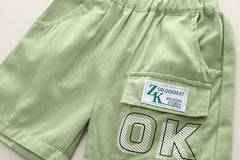 SSX220824-9 طقم ولادي قطعتين ( بلوزة قطنية + شورت ) توب كوليتي