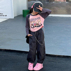 RM171223-40 طقم بناتي ( بلوزة قطنية + بنطلون كتان)