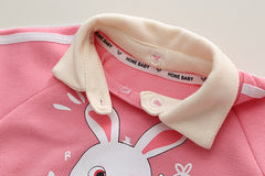 SSN040924-6 طقم بناتي قطعتين قطن خريفي ربيعي دافي ( بلوزة + بنطلون)