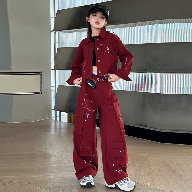 WZH191124-42 طقم جينز قطعتين ( جكيت + بنطلون)