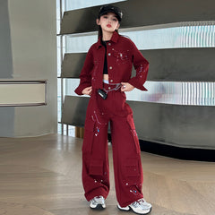 WZH191124-42 طقم جينز قطعتين ( جكيت + بنطلون)