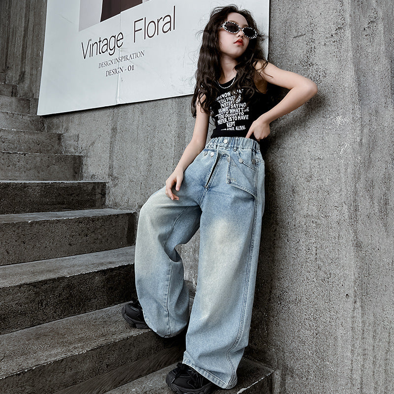 RM150424-4 طقم بناتي قطعتين ( بلوزة + بنطلون مميز قصة مودرن )