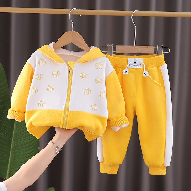 SSN040924-13 طقم بناتي شتوي مبطن فرو من الداخل قطعتين ( جكيت + بنطلون )