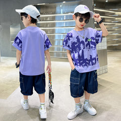 FU14042024-13 طقم ولادي قطعتين ( بلوزة + بنطلون)