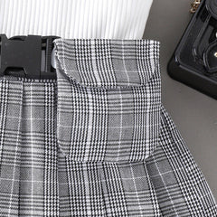 EU120424-5 طقم بناتي قطعتين (بلوزة + تنورة + حزام خصر مع حقيبة كروهات)