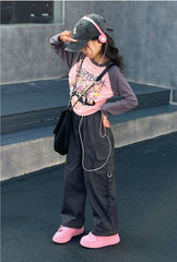 RM171223-40 طقم بناتي ( بلوزة قطنية + بنطلون كتان)