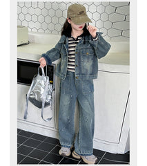 WZH191124-10 طقم جينز قطعتين (جكيت + بنطلون )