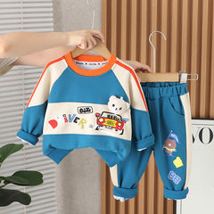 SSX220824-143 ترينج دبدوب قطن ربيعي خريفي قطعتين (بلوزة + بنطلون)