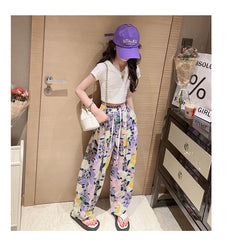 RM150424-12 طقم صيفي بناتي قطعتين ( بلوزة + بنطلون )