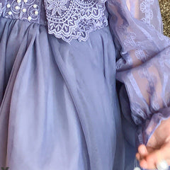 RM1231-06 فستان بناتي طبقات مزين باللولو والدانتيل