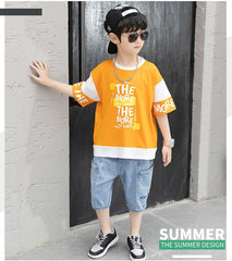 FU14042024-64 طقم ولادي صيفي قطعتين ( بلوزة + بنطلون)