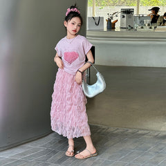 RM150424-37 طقم بناتي صيفي ( بلوزة + تنورة)