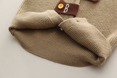 SSX220824-138 طقم ولادي خريفي ربيعي 3 قطع ( قميص + فست صوف + بنطلون كتان)