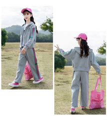 RM090424-7 طقم رياضي قطني بناتي قطعتين ( جكيت + بنطلون)