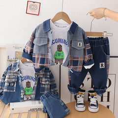 RM231223-39 طقم جينز 3 قطع ( جكيت + بلوز قطنية+ بنطلون)