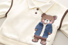 SSX220824-24 طقم ولادي شتوي قطن من جواه فرو تقيل قطعتين ( بلوزة + بنطلون)