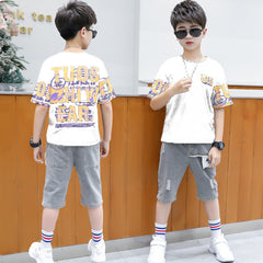 FU14042024-47 طقم ولادي قطعتين ( بلوزة + شورت طويل)