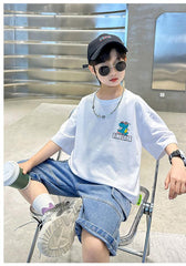 FU14042024-12 طقم ولادي صيفي قطعتين ( بلوزة + بنطلون)