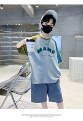 FU14042024-60 طقم ولادي صيفي قطعتين ( بلوزة + بنطلون)