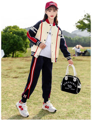 HBC040924-10 طقم بناتي شتوي مبطن فرو قطعتين ( جكيت + بنطلون)