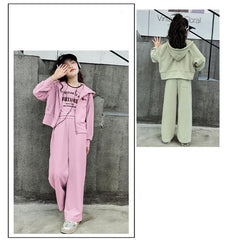 RM150424-3 طقم بناتي سبورت 3 قطع ( بلوزة + جكيت + بنطلون)