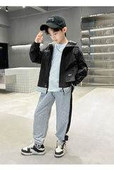 WZ261124-12 بدلة ولادي قطن مع ستان قطعتين ( جكيت + بنطلون ) ربيعي صيفي خريفي