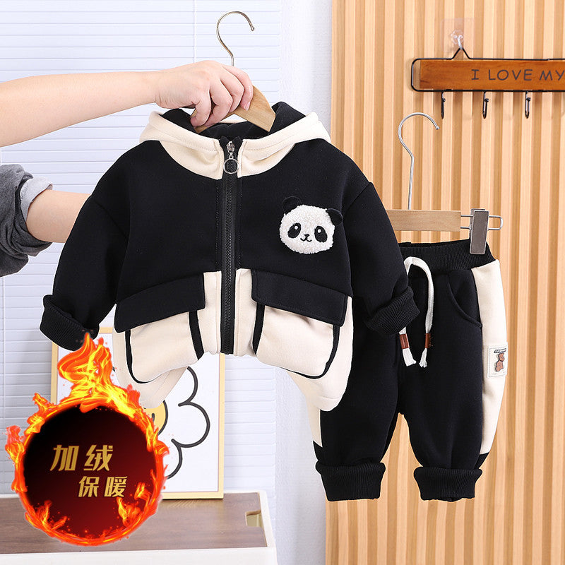 SSX220824-35 ترينج شتوي خريفي تقيل مبطن فرو قطعتين ( جكيت + بنطلون)