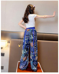 FU14042024-18 طقم بناتي صيفي قطعتين ( بلوزة + بنطلون)