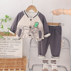 SSX220824-113 ترينج ولادي قطعتين خريفي ربيعي ( جكيت + بنطلون) مع اضاءة للديناصور