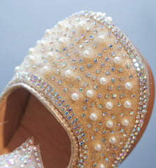 WDY260924-1 حذاء بناتي للمناسبات مزين الستراس والدانتيل
