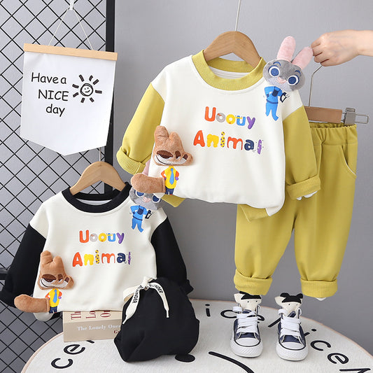 SSX220824-102 طقم قطن اصلي ربيعي خريفي قطعتين (بلوزة + بنطلون)