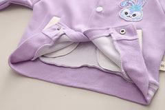 SSN040924-7 طقم بناتي قطن دافي خريفي ربيعي 3 قطع ( جكيت + بنطلون + حقيبة )