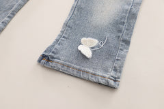 SSN040924-25 طقم بناتي قطن تقيل خريفي ربيعي قطعتين ( بلوزة + بنطلون)