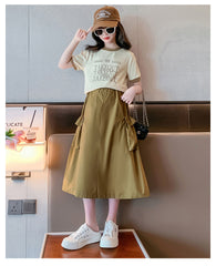 RM150424-24 طقم بناتي صيفي قطعتين ( بلوزة + تنورة )