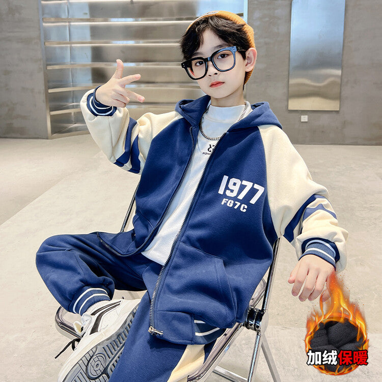 WZS040924-16 طقم سبورت شتوي مبطن فرو بالكامل قطعتين ( جكيت + بنطلون)