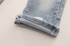 SSN040924-25 طقم بناتي قطن تقيل خريفي ربيعي قطعتين ( بلوزة + بنطلون)