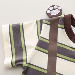 SSX220824-33 طقم صيفي قطعتين ( بلوزة بحقيبة قماش + شورت)