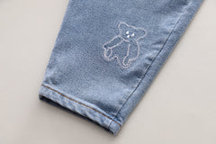 SSX220824-162 طقم 3 قطع ( فست صوف + بلوزة قطنية + بنطلون جينز)