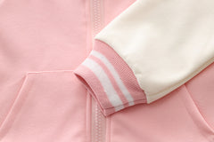 SSN040924-56 طقم بناتي ربيعي خريفي قطن تقيل 3 قطع ( جكيت + بنطلون + حقيبة)