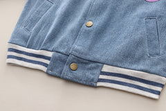 SSX220824-145 طقم ولادي 3 قطع ( جكيت جينز + بنطلون جينز + بلوزة )