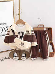 SSN040924-48 طقم تقيل خريفي ربيعي 4 قطع ( بلوزة + جكيت + حقيبة + بنطلون)