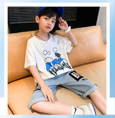 FU14042024-48 طقم ولادي قطعتين ( بلوزة + بنطلون)